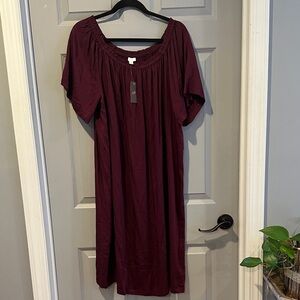 J. Jill Deep Red Gathered Dress